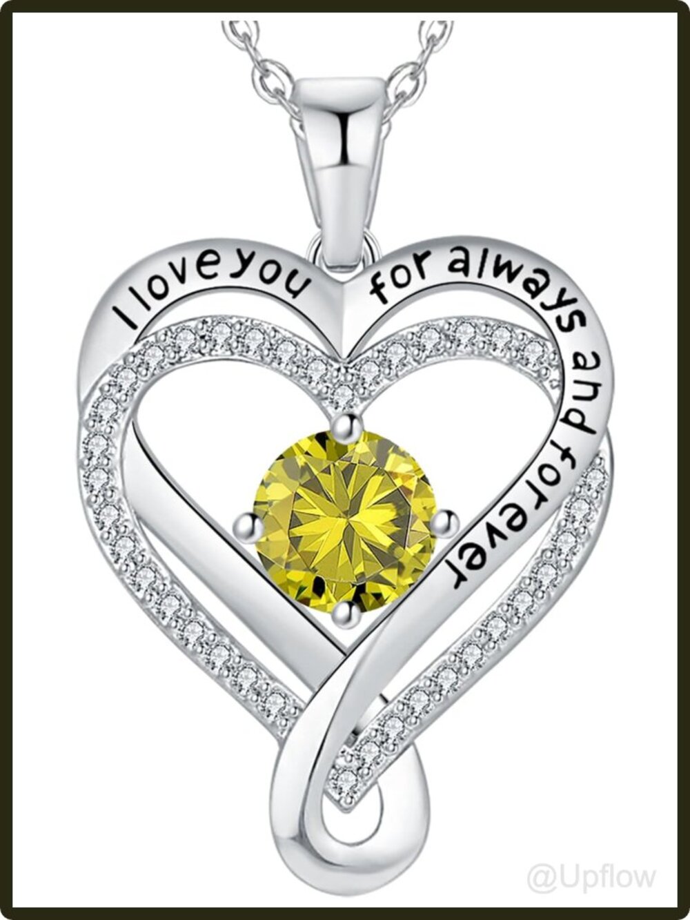 Women's Sterling Silver Infinity Heart Pendant Necklace August Birthstone Gift